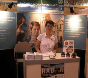 Institute Scientist, Camille Pacher, prepares for a busy day of questions and answers about radon gas